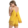Spaghetti Strap Crochet Trim Low Cut Back Slit Romper