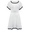 Sweet Round Collar Lacework Patchwork Slim Mini Dress for Women