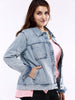 Plus Size Chic Frayed Denim Jacket