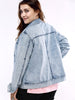 Plus Size Chic Frayed Denim Jacket