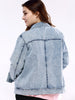 Plus Size Chic Frayed Denim Jacket