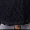 Elegant Round Collar Flare Sleeve Lace Sash Waist Black Maxi Party Dress for Women