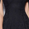 Elegant Round Collar Flare Sleeve Lace Sash Waist Black Maxi Party Dress for Women