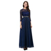 Elegant Round Collar 3/4 Sleeve Lace Spliced Women Dress