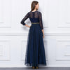 Elegant Round Collar 3/4 Sleeve Lace Spliced Women Dress