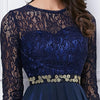 Elegant Round Collar 3/4 Sleeve Lace Spliced Women Dress