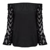 Sexy Off The Shoulder Lace Spliced Chiffon Blouse for Women