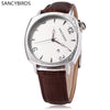 SANCYBIRDS FY979 Men Quartz Watch  Date Display Genuine Leather Strap Wristwatch