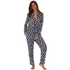 Turn Down Collar Allover Polka Dot Print Soft Pajama for Women