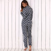 Turn Down Collar Allover Polka Dot Print Soft Pajama for Women