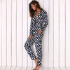 Turn Down Collar Allover Polka Dot Print Soft Pajama for Women