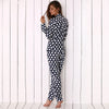 Turn Down Collar Allover Polka Dot Print Soft Pajama for Women