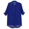Boyfriend Style Turn Down Collar Loose Chiffon Blouse for Women