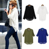 Boyfriend Style Turn Down Collar Loose Chiffon Blouse for Women