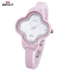 WEIQIN W3225 Female Quartz Watch Artificial Diamond Clover-shape Dial Ceramic Band 3ATM Wristwatch