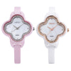 WEIQIN W3225 Female Quartz Watch Artificial Diamond Clover-shape Dial Ceramic Band 3ATM Wristwatch