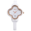 WEIQIN W3225 Female Quartz Watch Artificial Diamond Clover-shape Dial Ceramic Band 3ATM Wristwatch