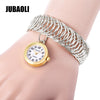 JUBAOLI 1124 Female Quartz Watch Arabic Numerals Scale Hollow Band Bracelet Wristwatch