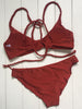 Fashion Solid Color Back Strappy Bikini Set For Women