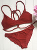 Fashion Solid Color Back Strappy Bikini Set For Women