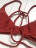 Fashion Solid Color Back Strappy Bikini Set For Women