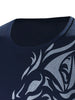 Tattoo Style Tiger Print Round Neck Long Sleeve T-Shirt For Men