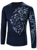 Tattoo Style Tiger Print Round Neck Long Sleeve T-Shirt For Men
