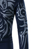 Tattoo Style Tiger Print Round Neck Long Sleeve T-Shirt For Men