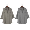 Turn-down Collar Loose Big Pocket Tencel Blouse for Ladies