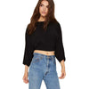 Round Collar Bat Sleeve Loose Slit Back Knotted Blouse