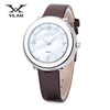 VILAM V1010L - 01A Women Quartz Watch 3ATM Artificial Diamond Petal Pattern Mirror Wristwatch