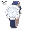 VILAM V1010L - 01A Women Quartz Watch 3ATM Artificial Diamond Petal Pattern Mirror Wristwatch