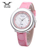 VILAM V1010L - 01A Women Quartz Watch 3ATM Artificial Diamond Petal Pattern Mirror Wristwatch