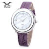 VILAM V1010L - 01A Women Quartz Watch 3ATM Artificial Diamond Petal Pattern Mirror Wristwatch
