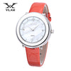 VILAM V1010L - 01A Women Quartz Watch 3ATM Artificial Diamond Petal Pattern Mirror Wristwatch
