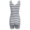 Casual U Neck Allover Stripe Bodycon Romper for Women