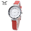VILAM V1016L - 01B Female Quartz Watch Artificial Diamond Dial Stereo Mirror Leather Band Wristwatch