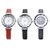 VILAM V1016L - 01B Female Quartz Watch Artificial Diamond Dial Stereo Mirror Leather Band Wristwatch
