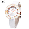 VILAM V1022L - 01 Female Quartz Watch Artificial Diamond Circular Dial 3ATM Leather Band Wristwatch