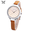 VILAM V1017L - 01B Female Quartz Watch Artificial Diamond Dial 3ATM Slender Leather Band Wristwatch