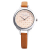 VILAM V1017L - 01B Female Quartz Watch Artificial Diamond Dial 3ATM Slender Leather Band Wristwatch