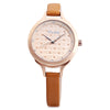 VILAM V1017L - 01B Female Quartz Watch Artificial Diamond Dial 3ATM Slender Leather Band Wristwatch