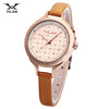 VILAM V1017L - 01B Female Quartz Watch Artificial Diamond Dial 3ATM Slender Leather Band Wristwatch