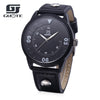 GUOTE Men Quartz Watch Innovative Scale Luminous Leather Strap Wristwatch