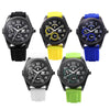 GUOTE Male Quartz Watch Two Decorative Sub-dials Water Resistance Silicone Strap Wristwatch
