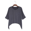 Women Brief Round Collar Batwing Sleeve Solid Color T-Shirt