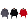 Women Brief Round Collar Batwing Sleeve Solid Color T-Shirt