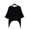 Women Brief Round Collar Batwing Sleeve Solid Color T-Shirt