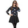 Trendy Floral Pattern Flocking Women's Sweatshirt