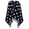 Oversize Heart Printed Tassel Decoration Ladies Pashmina